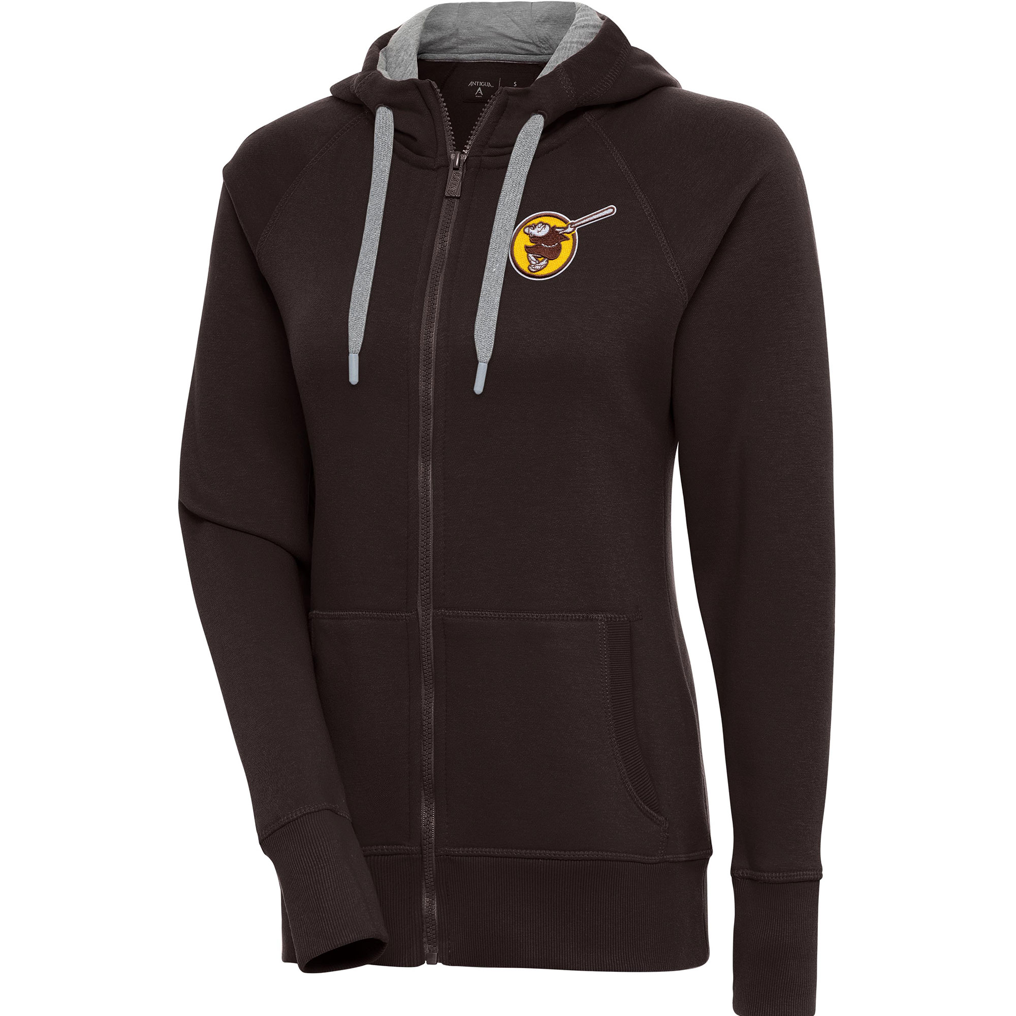 Women's Antigua Brown San Diego Padres Cooperstown Victory Full-Zip Hoodie